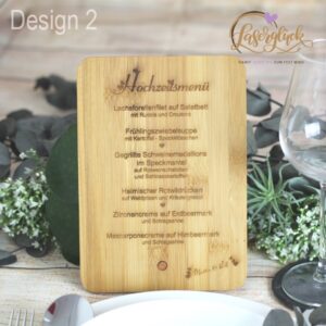 Menü auf Bambusholz