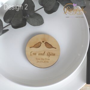 Save the Date Button Holz