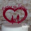 Cake Topper Herz mit Familie Pink