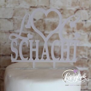 Cake Topper Schacht Satiniert Weiß