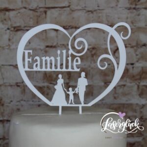 Cake Topper Familie im Herz Weiß