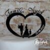 Cake Topper Familie im Herz mit 2 Kinder Schwarz