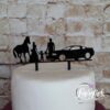Cake Topper Familie mit Junge Auto und Pferd Schwarz