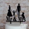 Cake Topper Familie mit Junge und Golden Retriever Schwarz