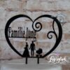 Cake Topper Herz mit Paar und Kinderwagen Schwarz