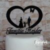 Cake Topper Herz mit Paar und Mädchen Schwarz