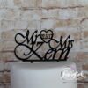 Cake Topper Mr & Mrs mit Namen und Herz Schwarz