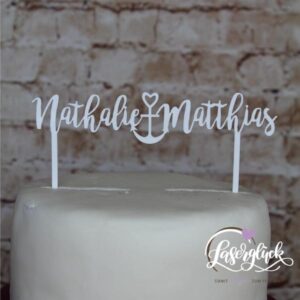 Cake Topper Namen mit Anker Weiß