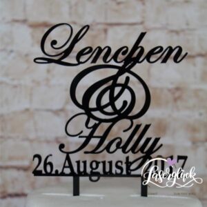 Cake Topper Namen mit Datum Schwarz