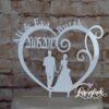 Cake Topper Paar im Herz mit Name Weiß