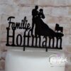 Cake Topper Paar mit Mops und Name Schwarz