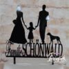 Cake Topper Paar mit Mädchen und Hund Schwarz