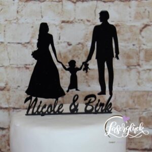 Cake Topper Paar mit Mädchen und Vornamen Schwarz