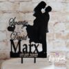 Cake Topper Paar mit Namen und Datum Schwarz