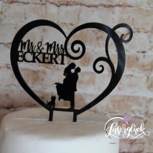 Cake Topper Paar mit Yorkshire im Herz Schwarz