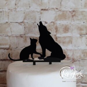 Cake Topper Wolf mit Katze Schwarz