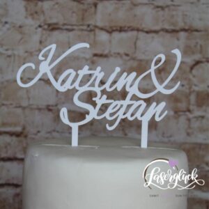 Caketopper mit Namen Weiß