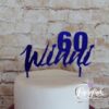 Cake Topper 60 mit Name Blau verspiegelt