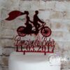 Cake Topper Brautpaar auf Fahrrad Rot verspiegelt