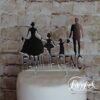 Cake Topper Familie mit 2 Mädchen Silber verspiegelt