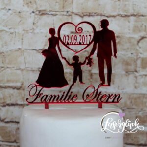 Cake Topper Familie mit Junge Rot verspiegelt