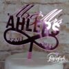 Cake Topper Infinity mit Namen Rosa verspiegelt