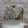 Cake Topper Mr & Mrs mit Taube Gold verspiegelt