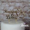 Cake Topper Namen mit Herz Gold verspiegelt