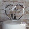 Cake Topper Paar im Herz Silber verspiegelt