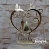 Cake Topper Paar im Herz mit 2 Katzen Gold verspiegelt