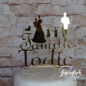Cake Toppper Familie mit Chiwawa Gold verspiegelt