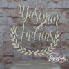 Cake Topper Name mit Blätterkranz Holz