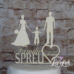 Cake Topper Familie mit Junge Holz