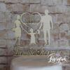 Cake Topper Familie mit Mädchen kurzes Kleid Holz