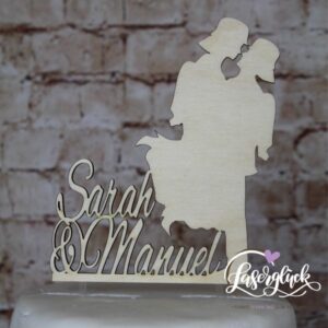 Cake Topper Feuerwehrpaar mit Namen Holz