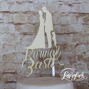 Cake Topper-Paarmit Bulldogge und Name Holz