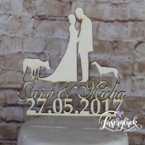 Cake Topper Paar mit Windhunde und Name Holz