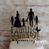 Cake Topper Familie mit 3 Mädchen in Schwarz und Gold verspiegelt