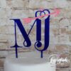 Cake Topper Initialen mit Pfeil in Blau verspiegelt und Rosa