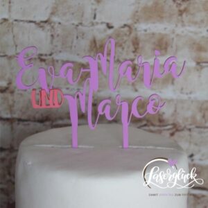 Cake Topper Namen in Purpel und Rosa