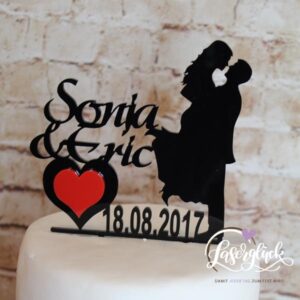 Cake Topper Paar mit Namen in Schwarz und Rot