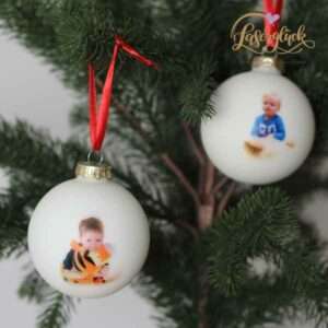 Bedruckte Weihnachtskugel beide